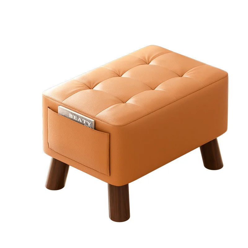 Creative Leather Footstool – Minimalist Square Sofa Stool for Living Room