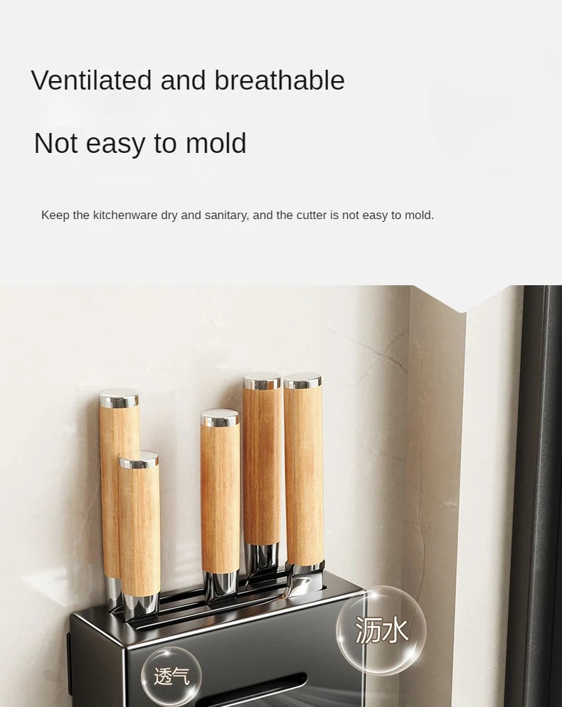Kitchen Knife Holder Knife Storage Rack No Punching Wall-mounted Storage Box Knife Storage Box Household Knife Storage Seat