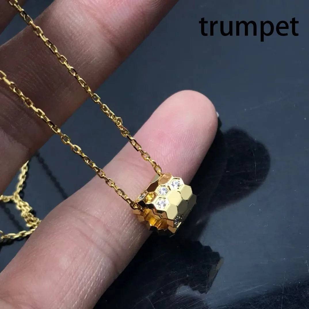 Honeycomb Design S925 Pure Silver Necklace With Diamond inlay, luxurious and Exquisite Women's Fashion Jewelry, Wedding Gift