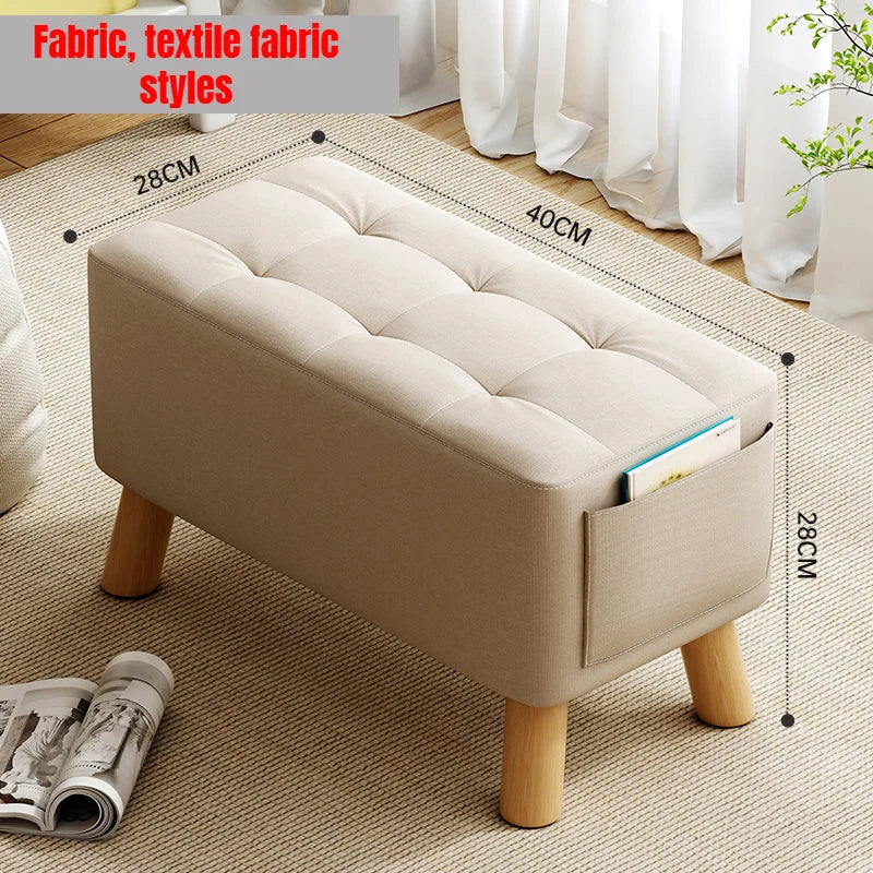 Creative Leather Footstool – Minimalist Square Sofa Stool for Living Room