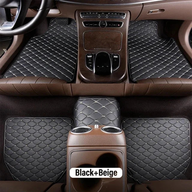 Universal PU Leather Car Floor Mats 5pcs – Waterproof Set