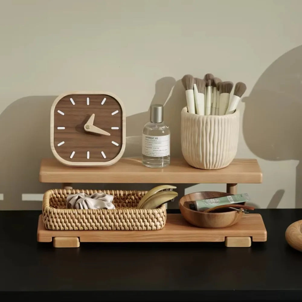 Home Decoration Retro Tabletop Clock Exquisite Decorative Bedside Table Clock Wooden Silent Clocks Home Decor