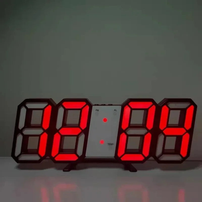 LED Digital Wall Clock with Alarm, Modern Home Decor for Bedroom and Living Room
