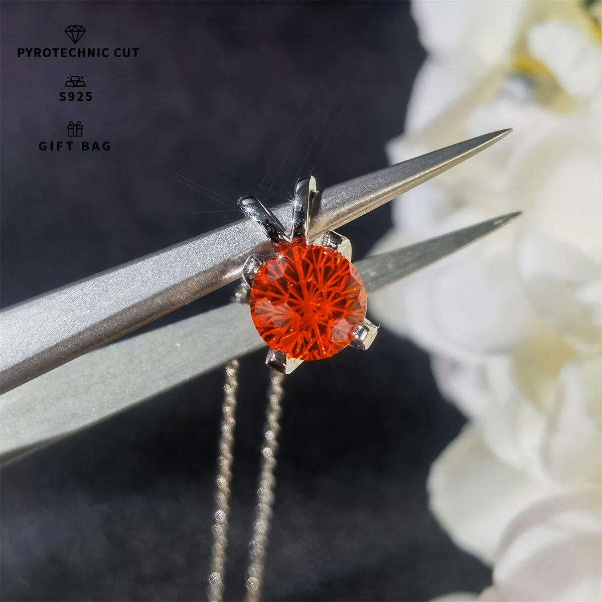 S925 sterling silver sparkle Pyrotechnic cut Cubic Zirconia pendant necklace for women fine jewelry simple classic colorful