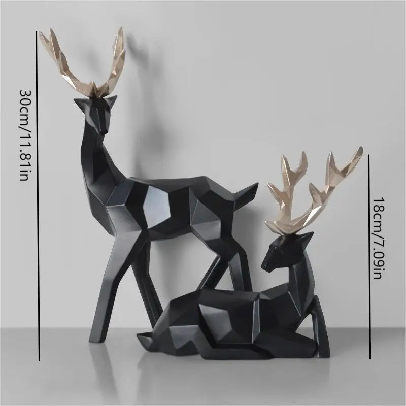 European Resin Geometric Deer Ornament, Decorative Craft for Living Room