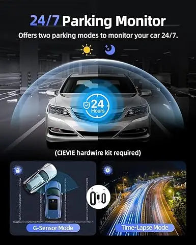 1080P Dash Cam for Cars Car Camera Dash Cam WIFI Camera for Car Front and Rear Dash Camera Black Box 24H Parking Mode Recorder