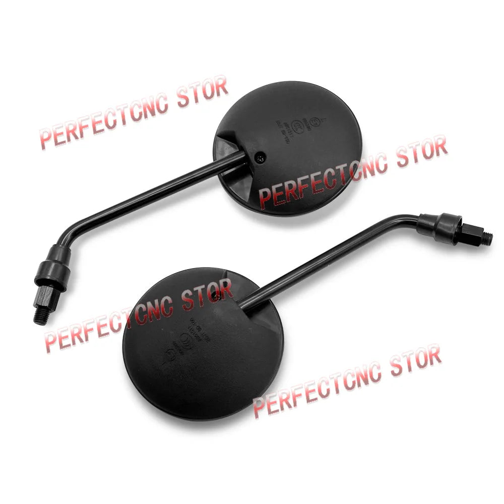A Pair Black Motorcycle Scooter Mirrors Motorbike Rear View Mirror M8 M10 Round Oval Convex Mirror For Mountain Road Bike Moto