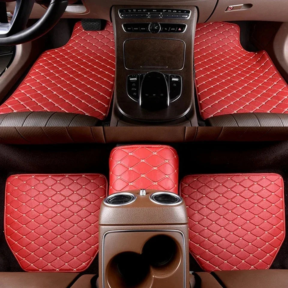 Juego universal de 5 alfombrillas de piel sintética impermeables para coche