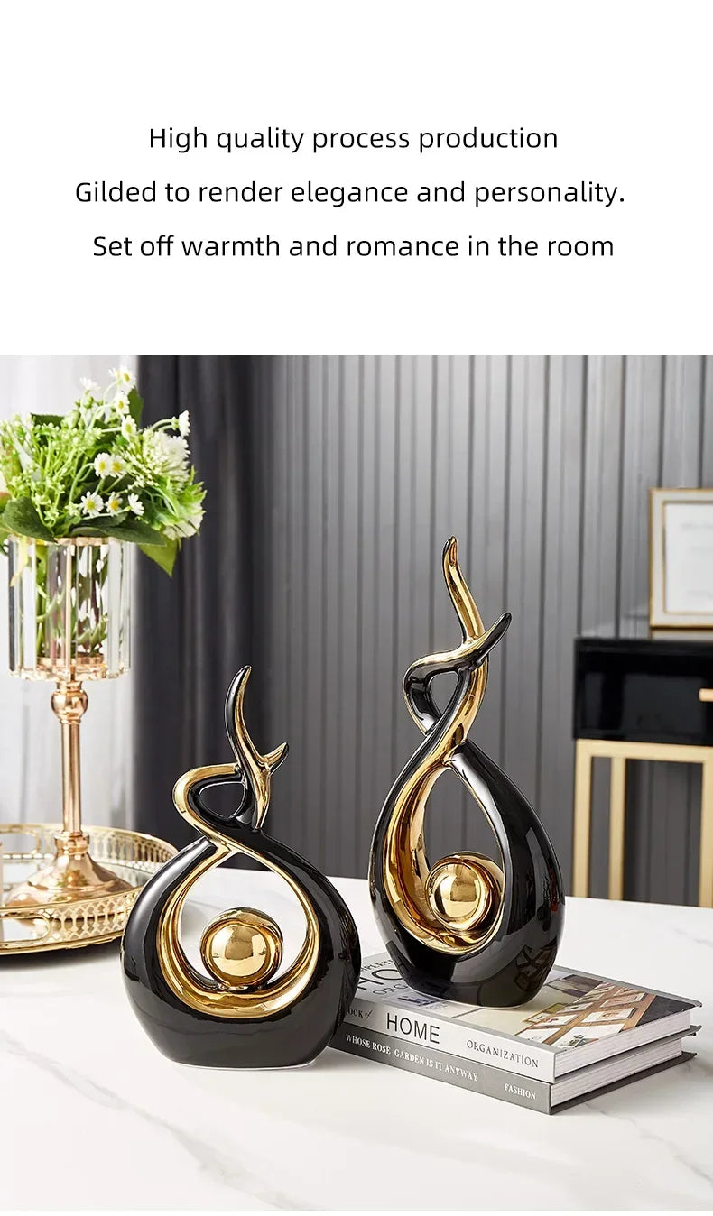 Nordic Home Decor Figurines for Interior Living Room Desk Ceramics Decoration Accessories Statue Sculpture Feng Shui Ornaments