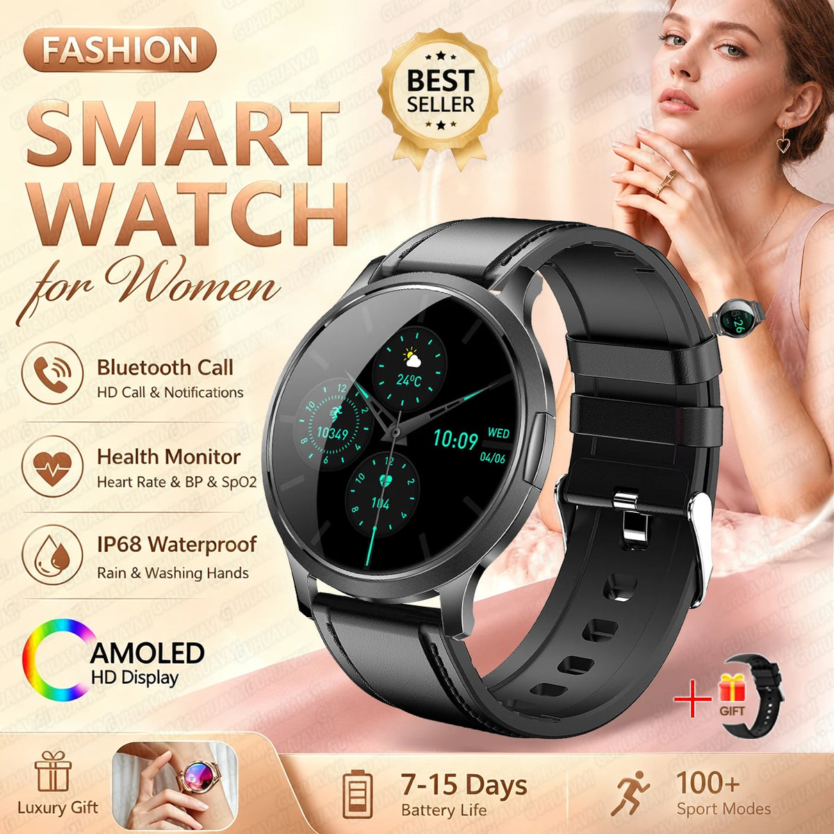1.32-Inch AMOLED Smartwatch with 100+ Sports Modes & Bluetooth Calling