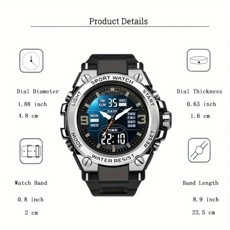 Men's Digital Sports Watch with Alarm, Date and Alloy Case for Outdoor Activities