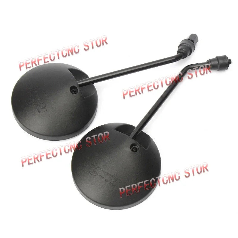 A Pair Black Motorcycle Scooter Mirrors Motorbike Rear View Mirror M8 M10 Round Oval Convex Mirror For Mountain Road Bike Moto