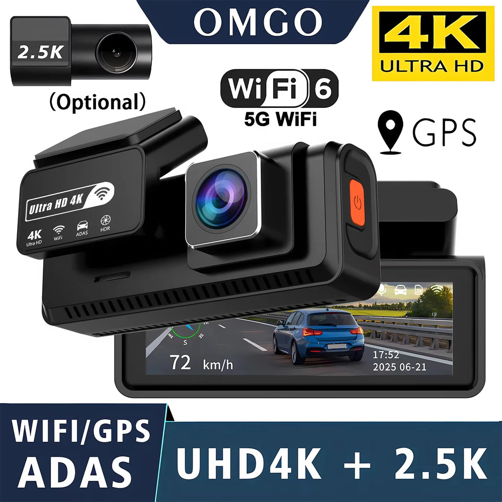 ADAS Dash Cam 4K+2.5K GPS WIFI 24H Night Vision Mini Optional Rear Lens Dashcam Car DVR Video Recorder Camera For Car Black Box