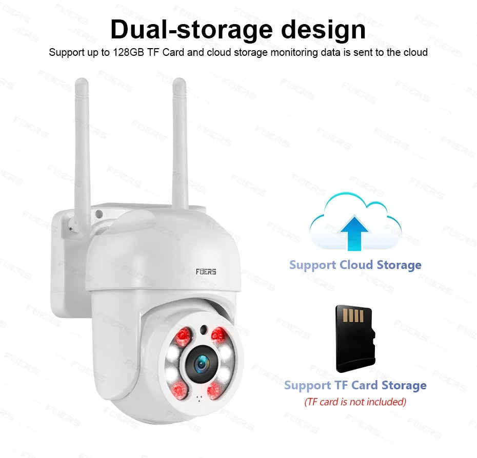 FUERS 3MP PTZ Outdoor WiFi Security Camera, 4X Zoom, AI Auto Tracking