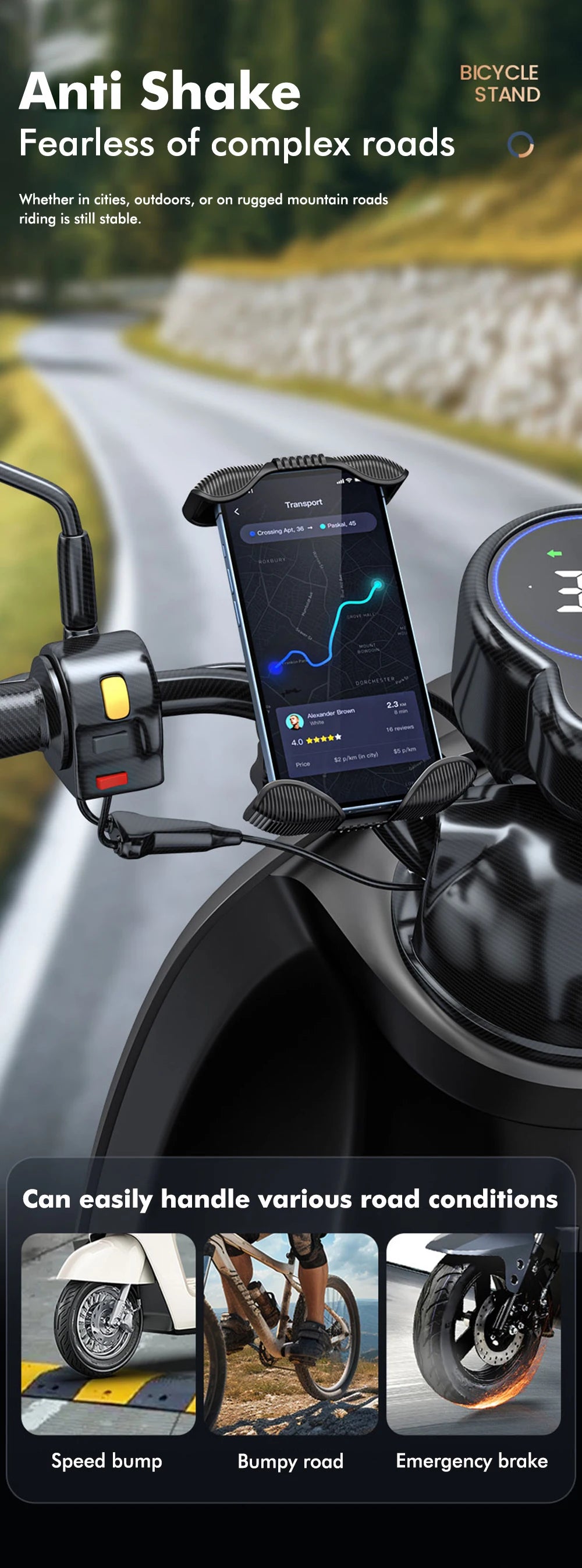 Bike Phone Holder Motorcycle Rearview Mirror Phone Mount Stand Bike Scooter Handlebar Cradle Clip Outdoor Navigation Universal