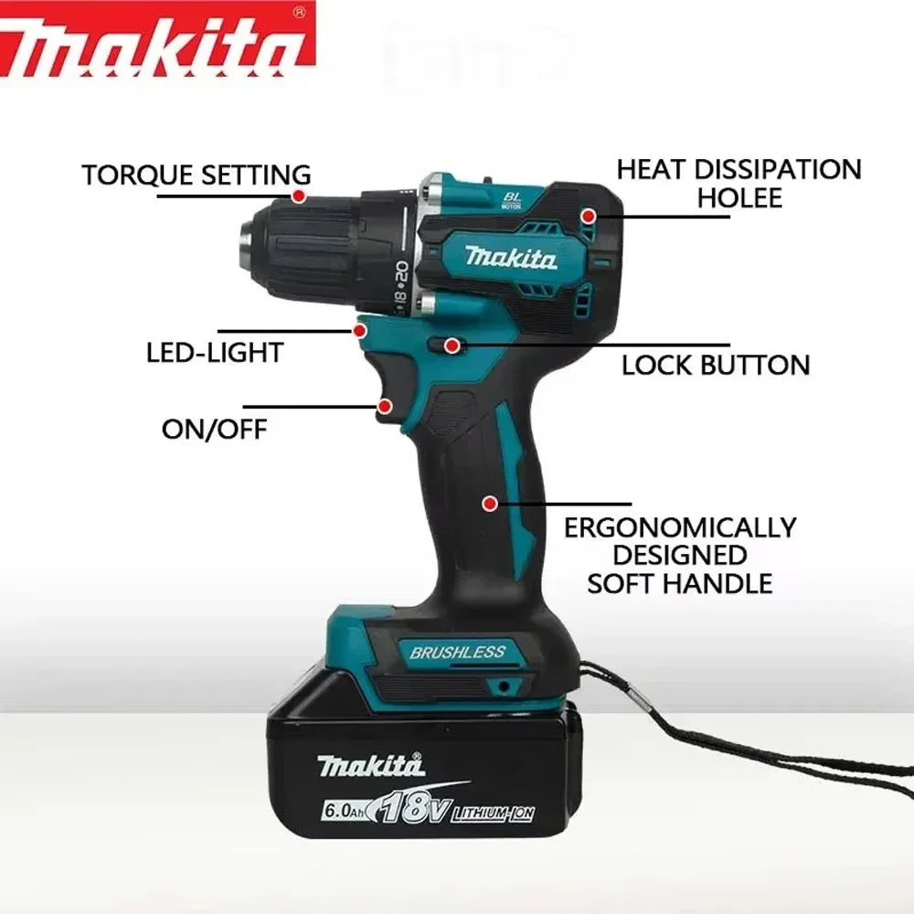 Makita DHP487 18V Brushless Cordless Hammer Drill – Combi Drill