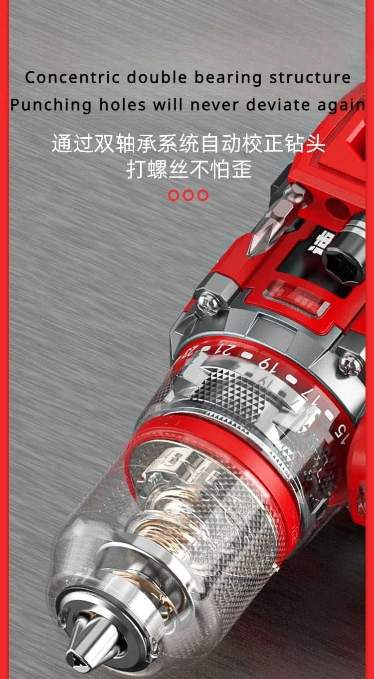 Brushless Cordless Impact Drill – Electric Screwdriver with Metal Chuck