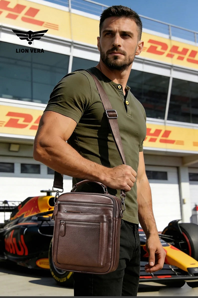 Men's Genuine Leather Shoulder Bag – Large Capacity Business Crossbody