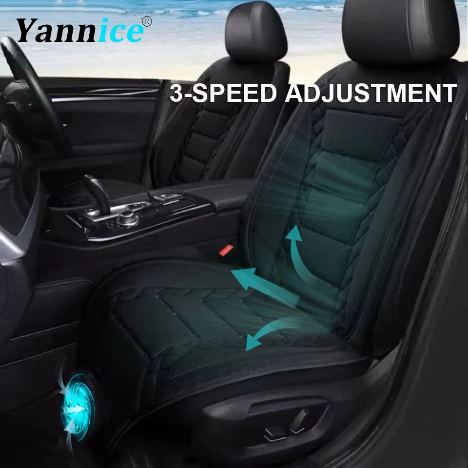 Car Cooling Seat Cushion with Fan — 12V/24V USB Breathable Summer Seat Cover, 3-Speed Adjustment