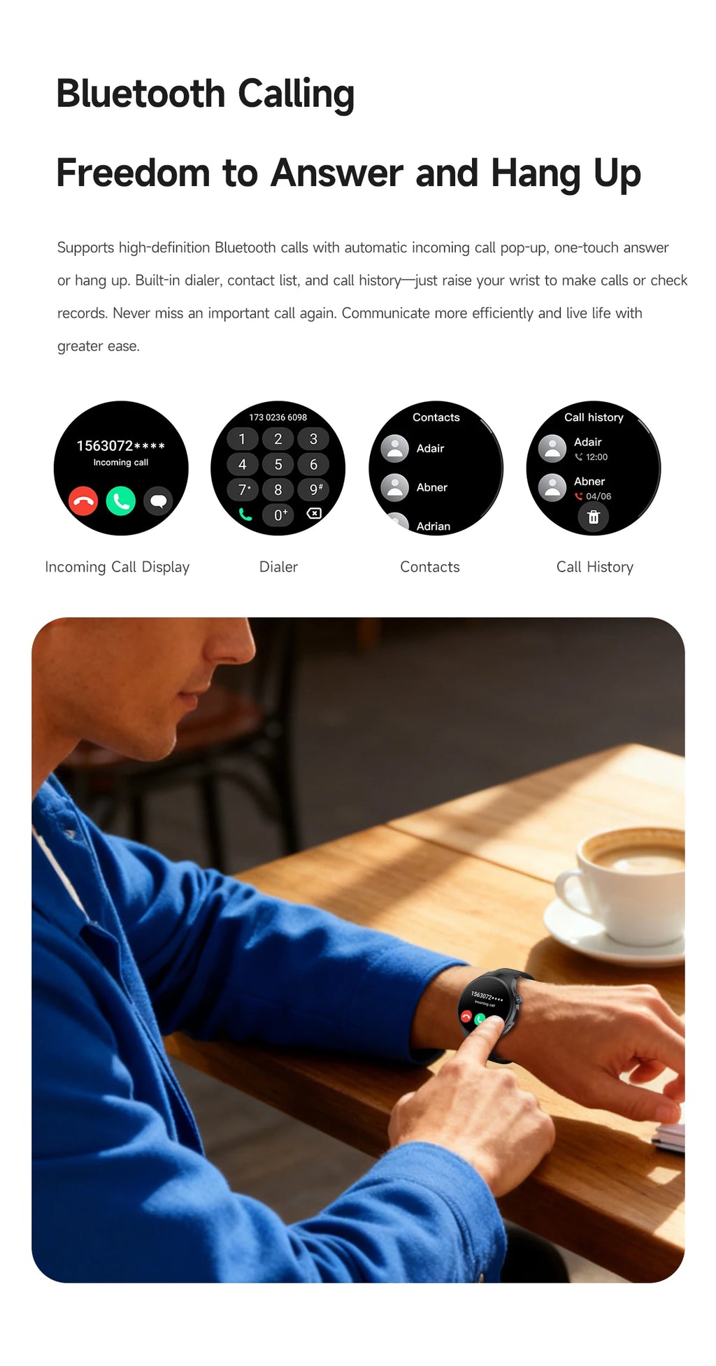 New Men's Smart Watch ,Health Monitor ,Bluetooth Call ,1000mAh Battery large battery,LED Flashlight ,100+Sport Mode Smart Watch