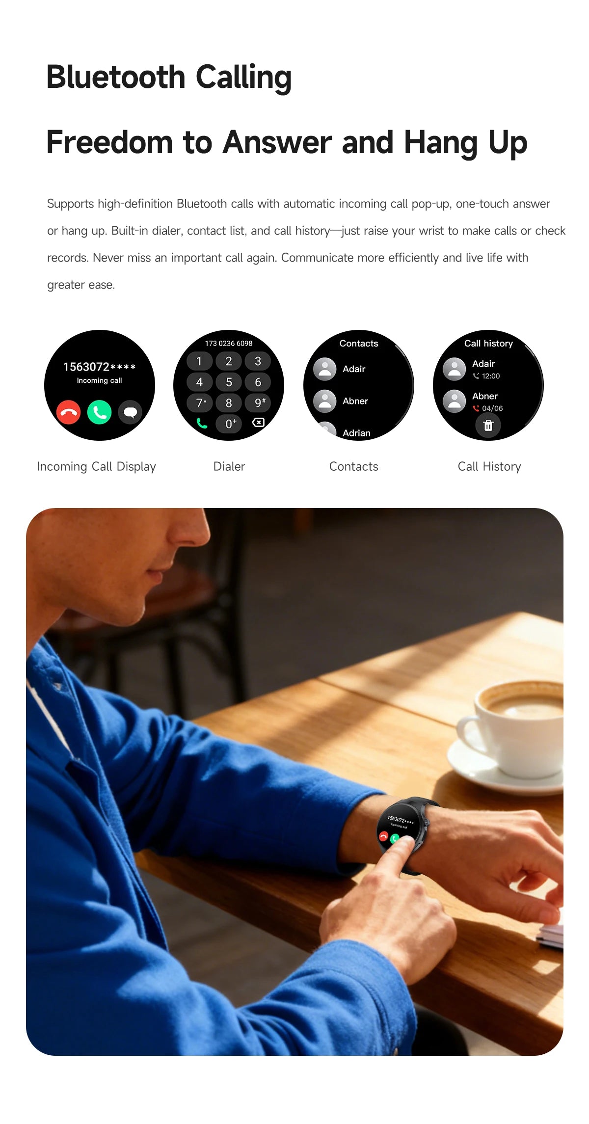 New Men's Smart Watch ,Health Monitor ,Bluetooth Call ,1000mAh Battery large battery,LED Flashlight ,100+Sport Mode Smart Watch