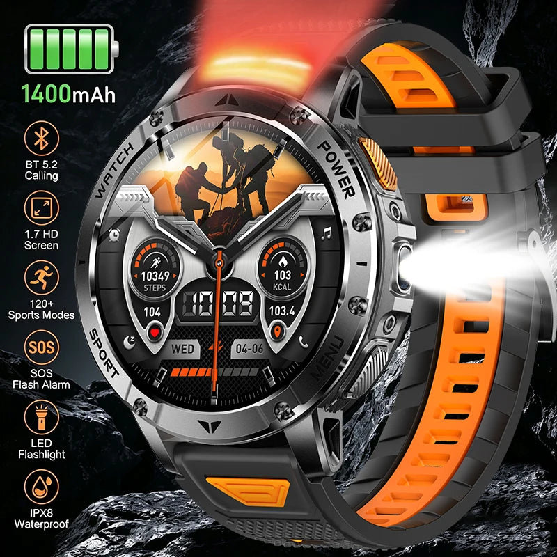 1.7-Inch IPS Smartwatch with Bluetooth Calls, SOS & 120+ Sports Modes