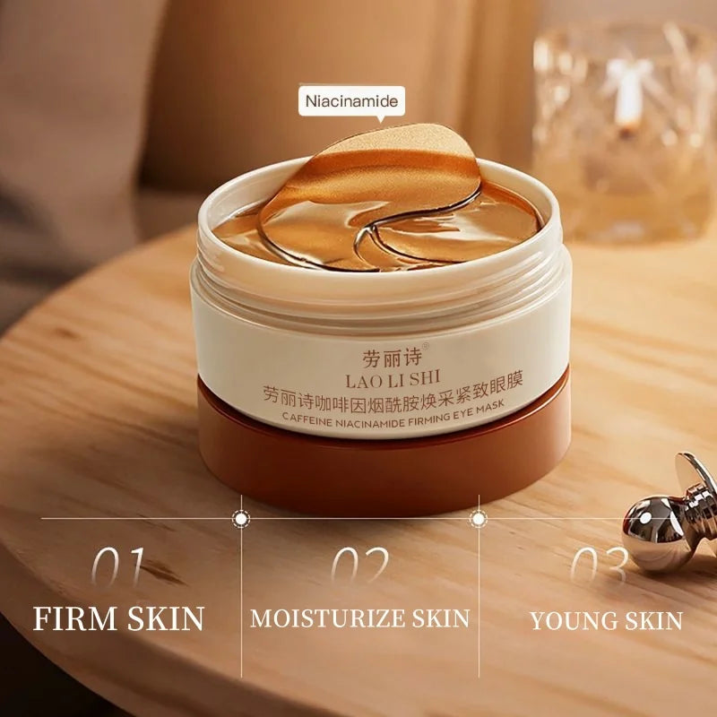 A Box of 60 Caffeine Nicotinamide Radiant Firming Eye Masks, Rich in Ingredients Beneficial for the Body, Can Be Used on the Entire Face, Releasing Eye Strain at Any Time, Moisturizing, Firming, Alcohol-Free, Suitable for All