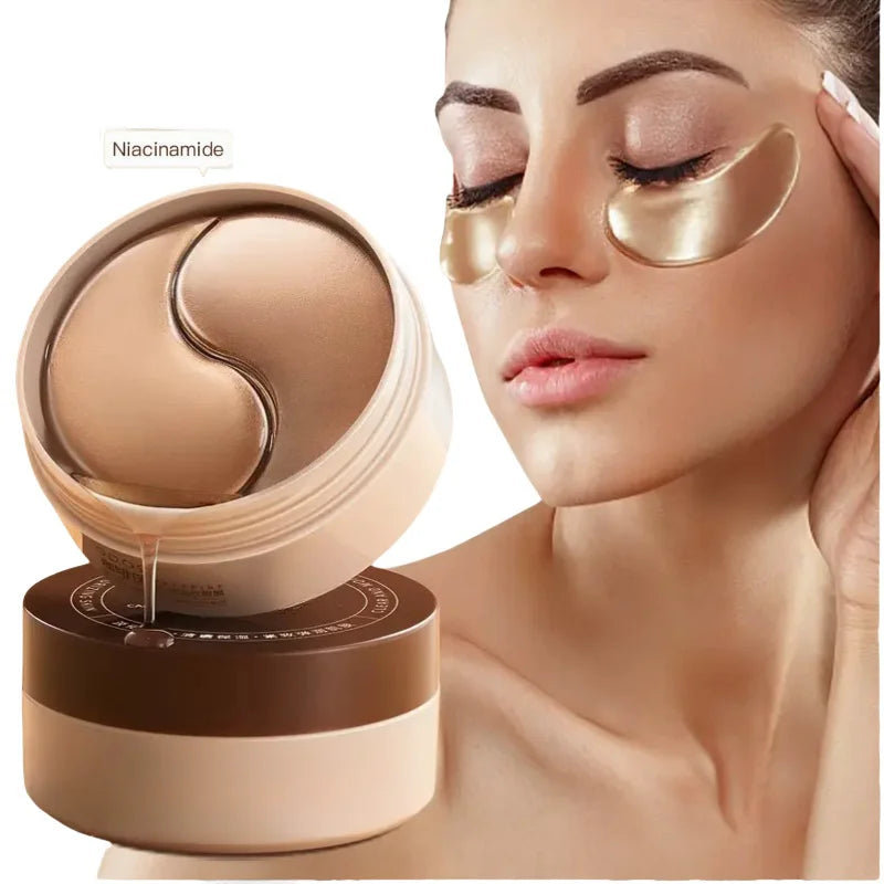A Box of 60 Caffeine Nicotinamide Radiant Firming Eye Masks, Rich in Ingredients Beneficial for the Body, Can Be Used on the Entire Face, Releasing Eye Strain at Any Time, Moisturizing, Firming, Alcohol-Free, Suitable for All