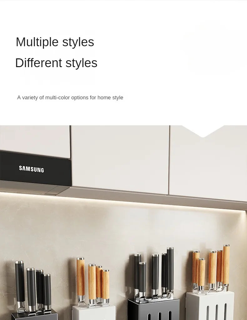Kitchen Knife Holder Knife Storage Rack No Punching Wall-mounted Storage Box Knife Storage Box Household Knife Storage Seat