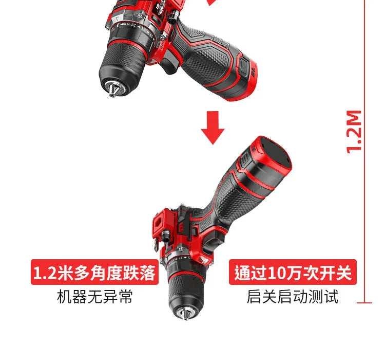 Brushless Cordless Impact Drill – Electric Screwdriver with Metal Chuck