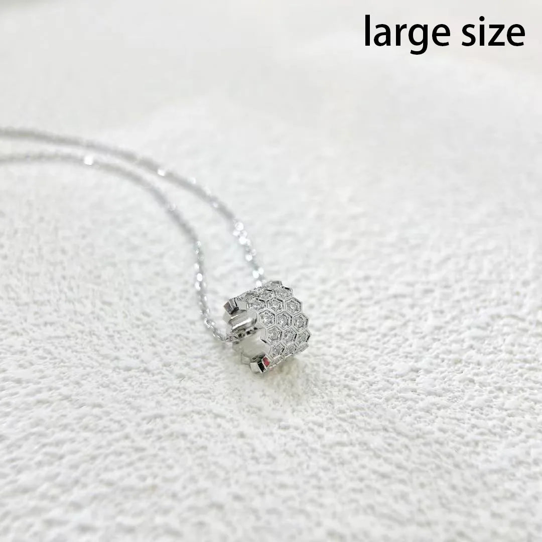 Honeycomb Design S925 Pure Silver Necklace With Diamond inlay, luxurious and Exquisite Women's Fashion Jewelry, Wedding Gift