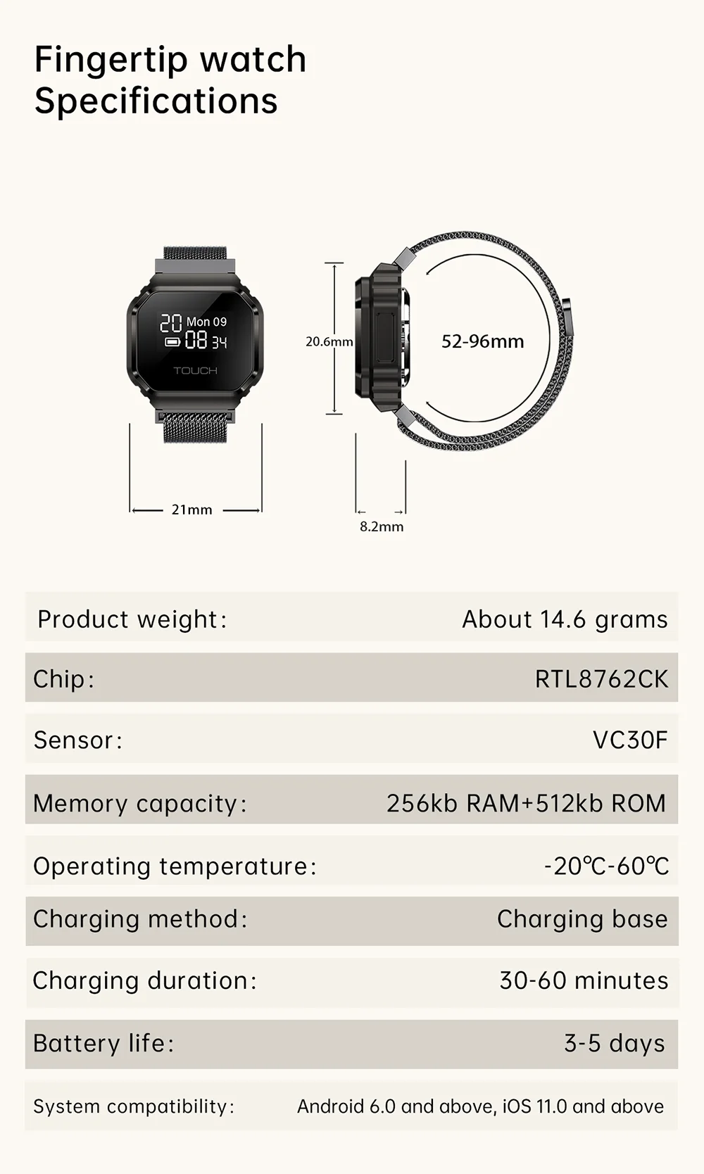 2026 New Smart Watch Ring 0.49" OLED Screen, Heart Rate Blood Oxygen Sleep Health Monitoring, 5ATM Waterproof, Multiple Sport