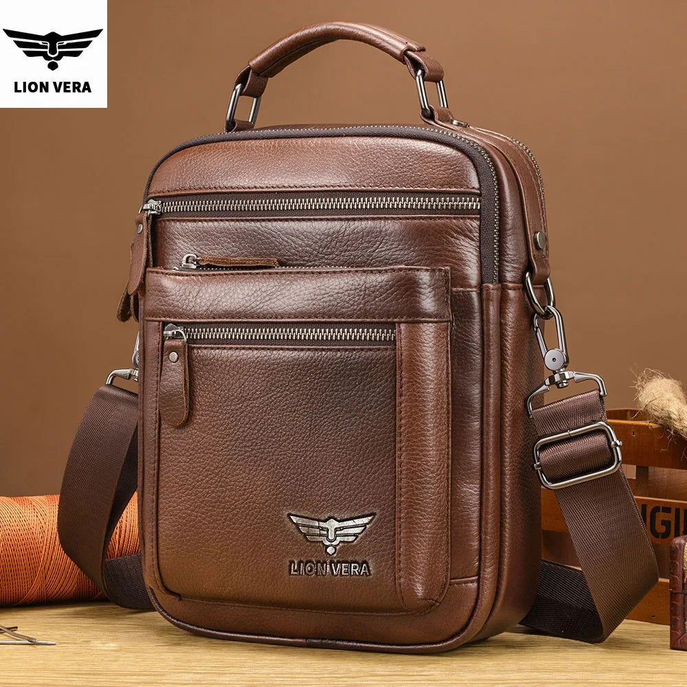 Men's Genuine Leather Shoulder Bag – Large Capacity Business Crossbody