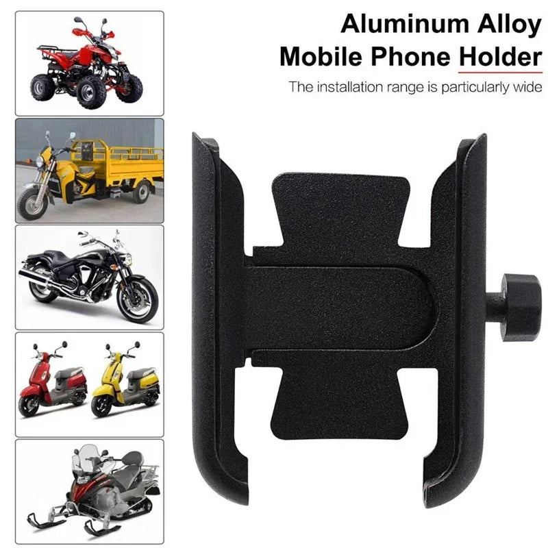 Soporte para teléfono de motocicleta y bicicleta, giratorio 360°, de aleación de aluminio para manillar, soporte para teléfono móvil para espejo retrovisor