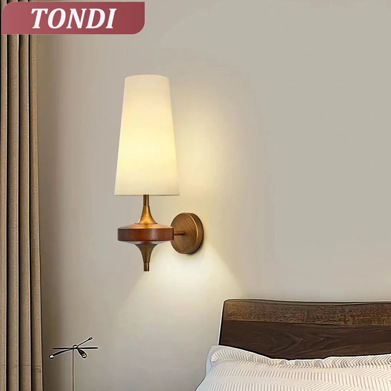 Modern Nordic Wall Lamp – Vintage Solid Wood Retro Luxury Bedside Light