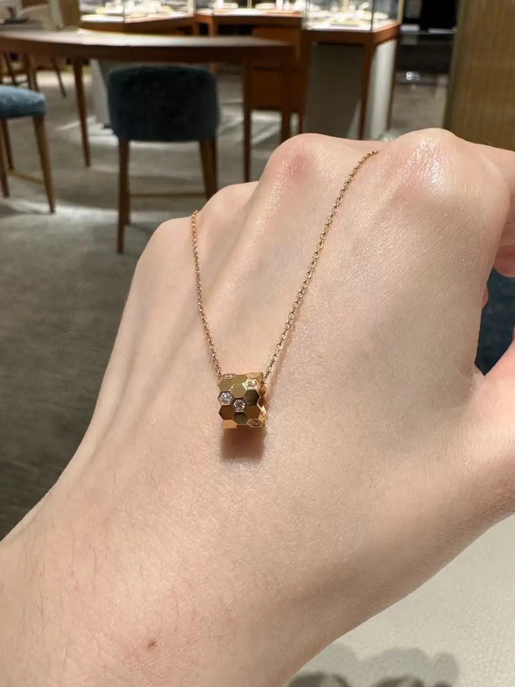 Honeycomb Design S925 Pure Silver Necklace With Diamond inlay, luxurious and Exquisite Women's Fashion Jewelry, Wedding Gift