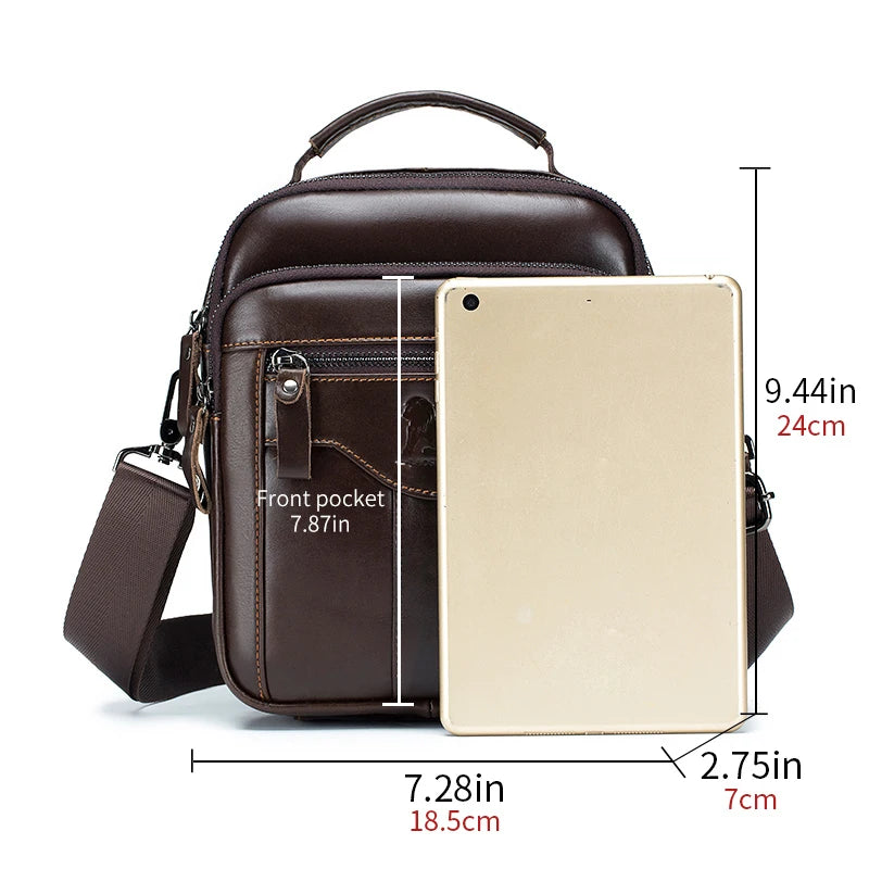 Men's Retro Cowhide Leather Crossbody Bag – Trendy Shoulder Bag