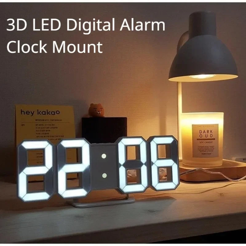 LED Digital Wall Clock with Alarm, Modern Home Decor for Bedroom and Living Room
