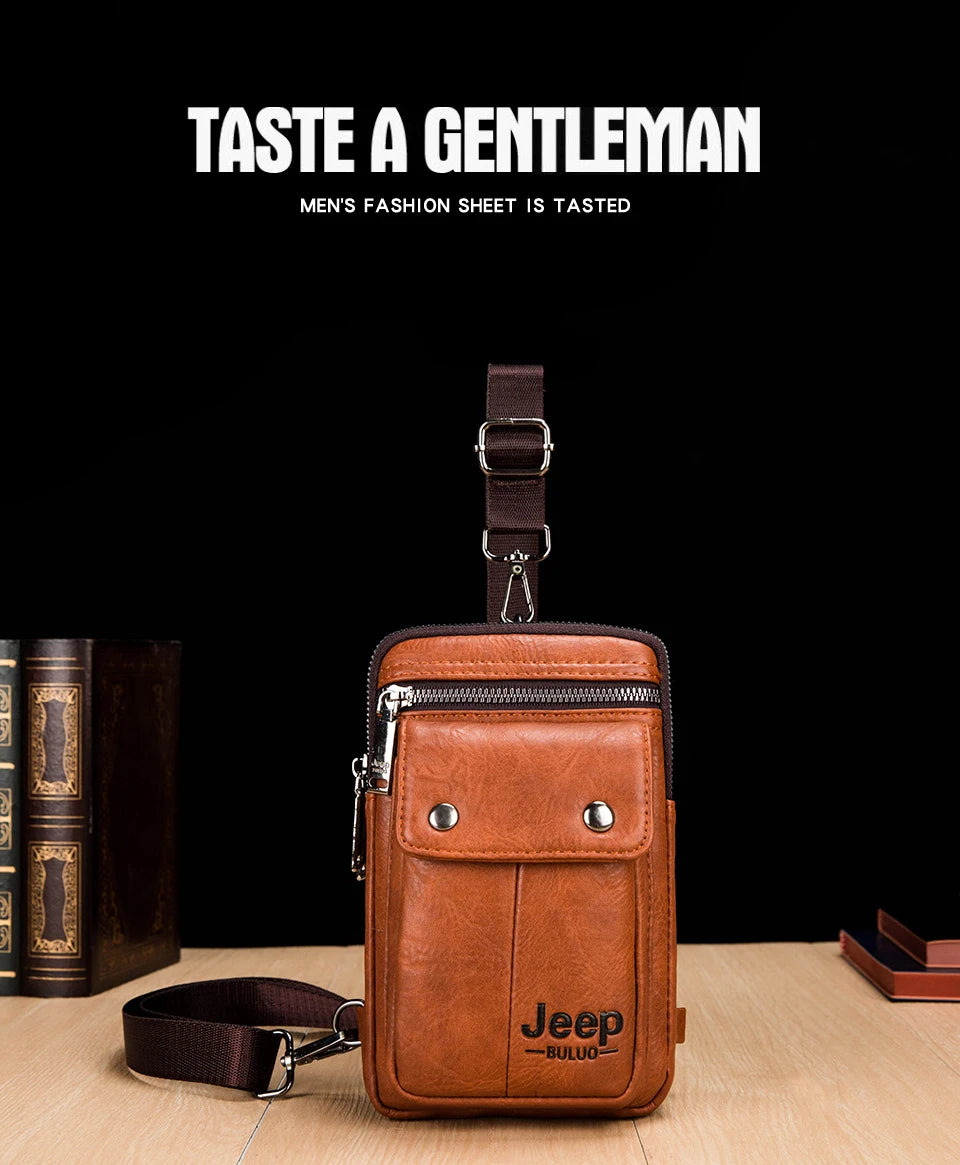 JEEP BULUO Small Multi-function Sling Crossbody Bag Brand Men Shoulder Bag Legs Waist Bag For Man New Fashion Casual Cool Mini