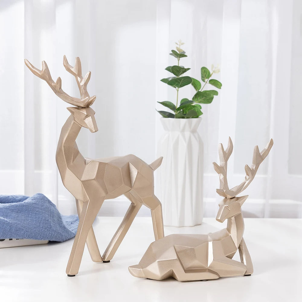 European Resin Geometric Deer Ornament, Decorative Craft for Living Room