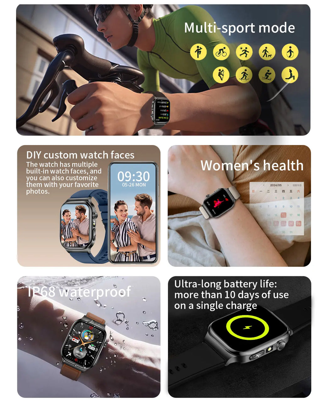 AMOLED Health Smartwatch with ECG, Blood Oxygen, Blood Pressure & Body Fat Tracking