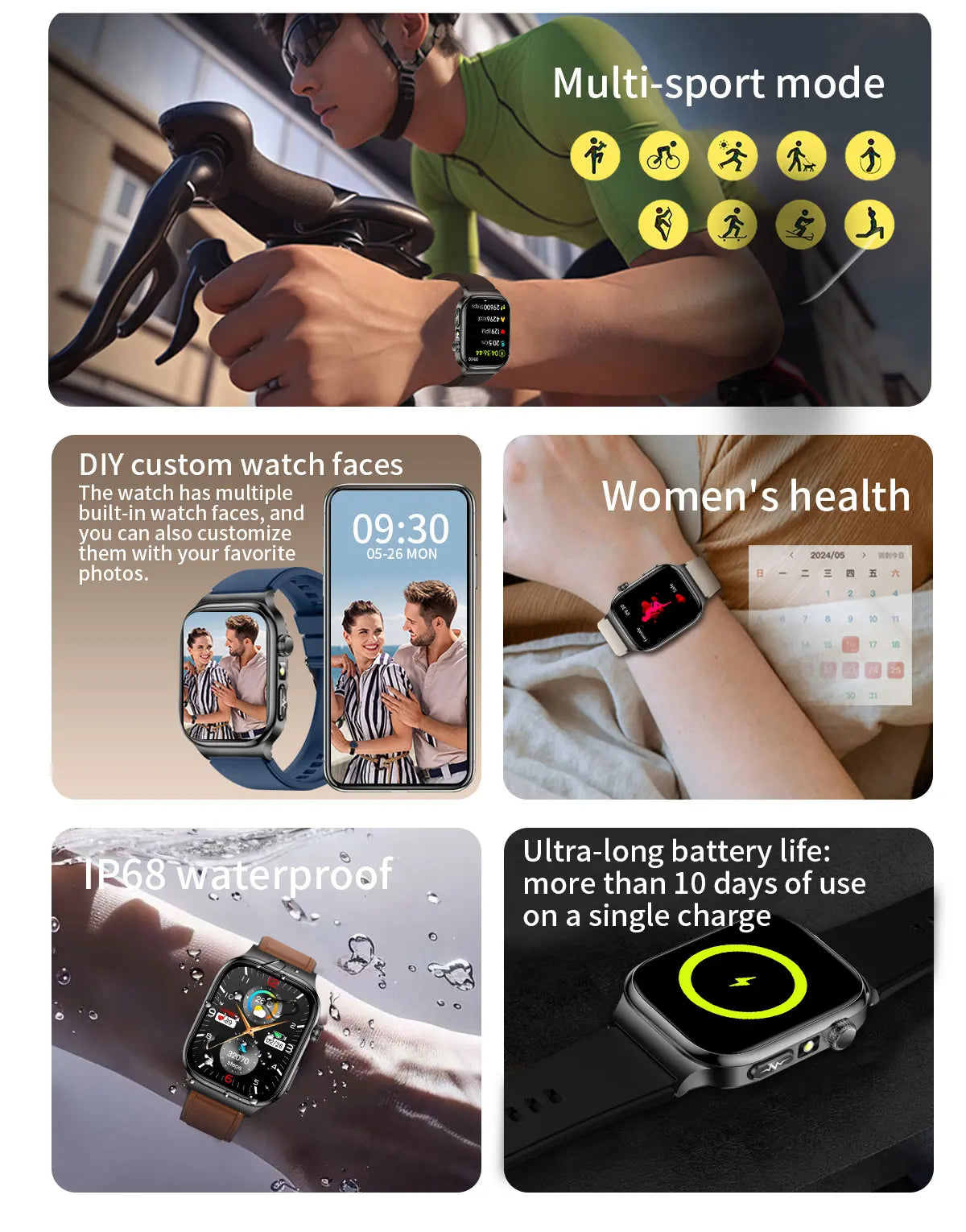 AMOLED Health Smartwatch with ECG, Blood Oxygen, Blood Pressure & Body Fat Tracking