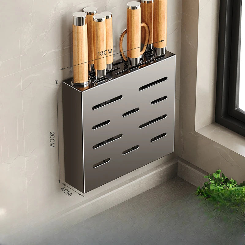 Kitchen Knife Holder Knife Storage Rack No Punching Wall-mounted Storage Box Knife Storage Box Household Knife Storage Seat