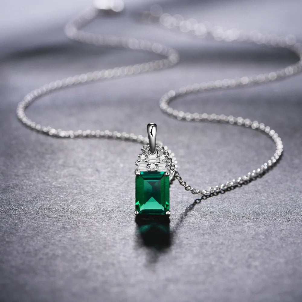 CHARMING Sparkling 2.0CT Created Emerald Pendant Necklace Octagon Shape S925 Silver Fashion Fine Party Jewelry With Certificate