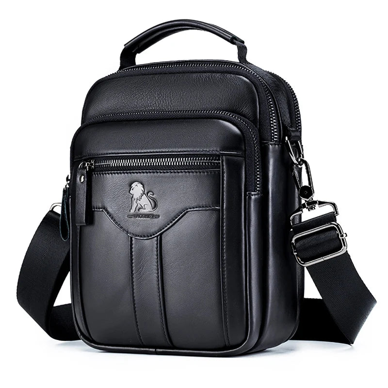 Men's Retro Cowhide Leather Crossbody Bag – Trendy Shoulder Bag