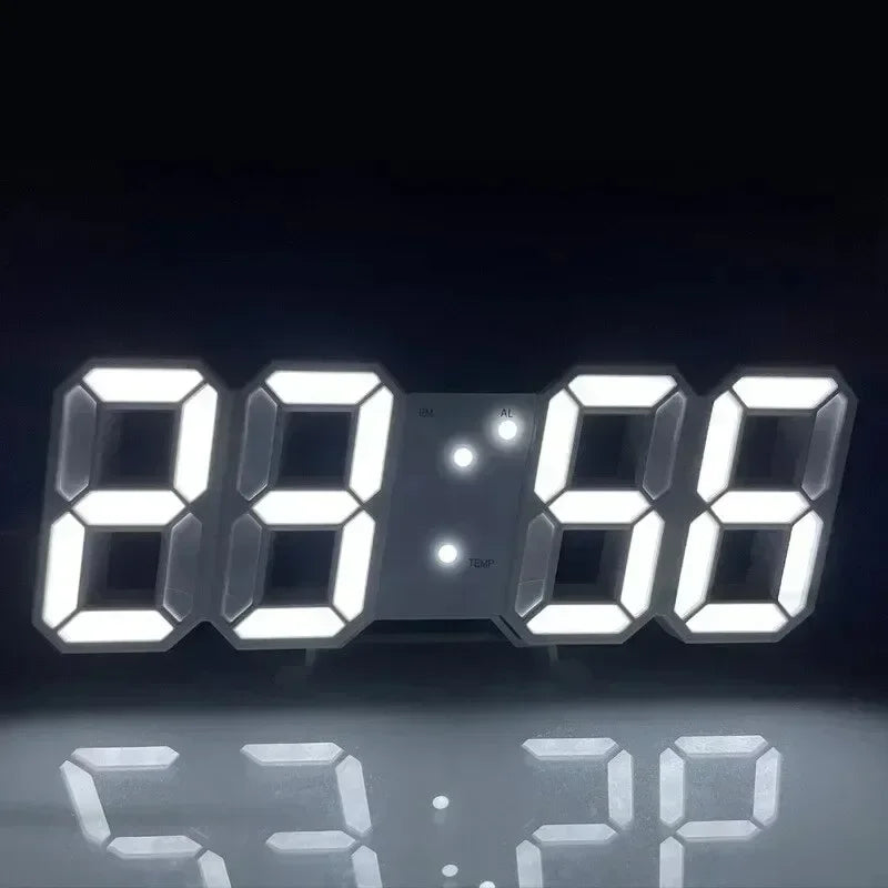 LED Digital Wall Clock with Alarm, Modern Home Decor for Bedroom and Living Room
