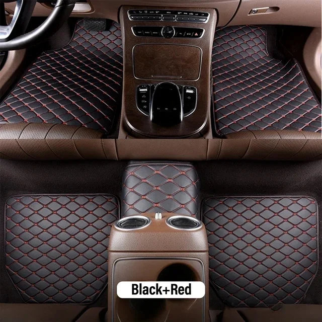 Universal PU Leather Car Floor Mats 5pcs – Waterproof Set
