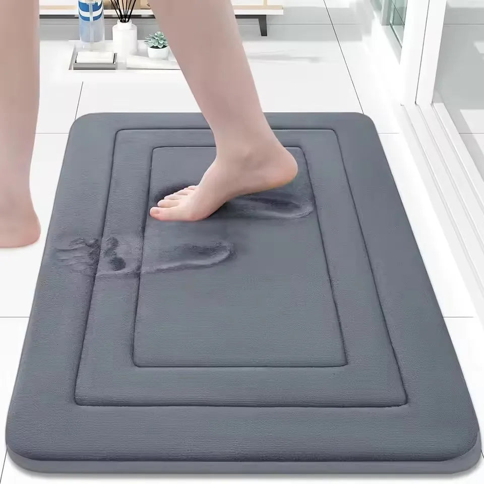 New Bathroom Anti Slip Floor Mat Soft Bathroom Mat Super Absorbent Quick Dry Bath Mat Thickened Flannel Fabric Non-Slip Door Mat