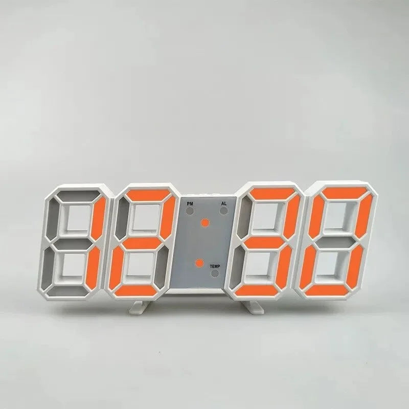LED Digital Wall Clock with Alarm, Modern Home Decor for Bedroom and Living Room