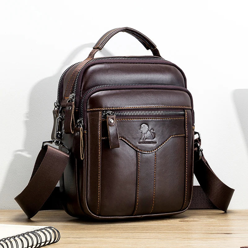 Men's Retro Cowhide Leather Crossbody Bag – Trendy Shoulder Bag